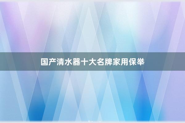 国产清水器十大名牌家用保举